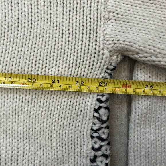 GAP Open Cardigan Sweater Womens XS / Small Oversize White Black Soft Wool Blend - Picture 9 of 10